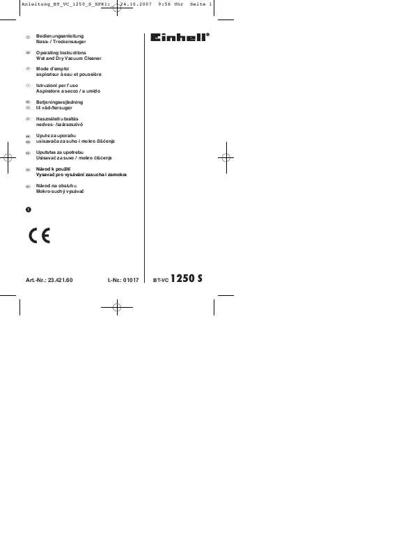 Mode d'emploi EINHELL BT-VC 1250 S