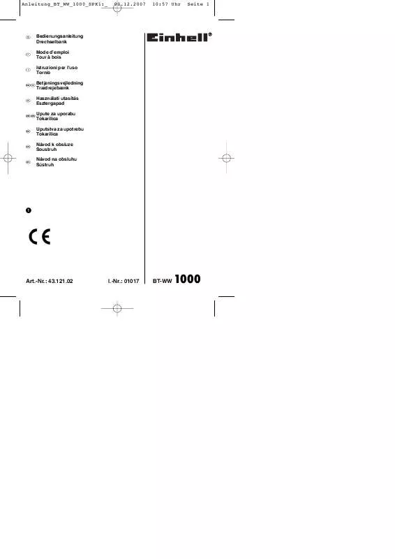 Mode d'emploi EINHELL BT-WW 1000