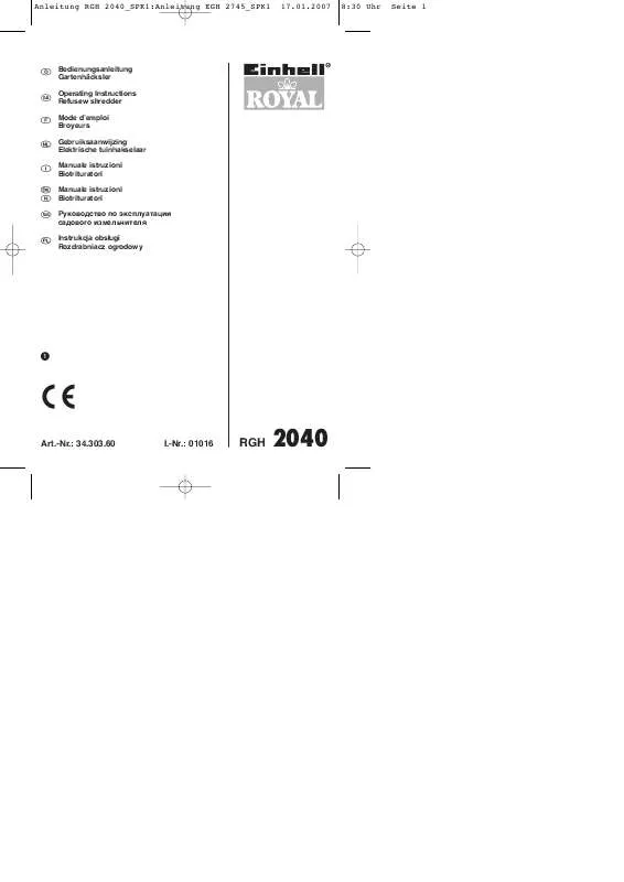 Mode d'emploi EINHELL RGH 2040