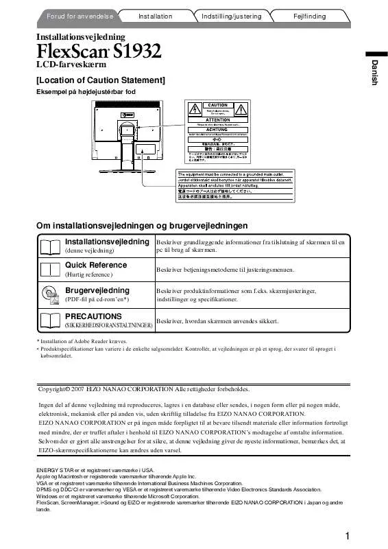 Mode d'emploi EIZO FLEXSCAN S1932