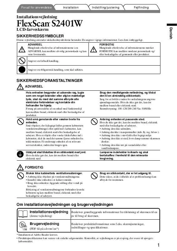 Mode d'emploi EIZO FLEXSCAN S2401W