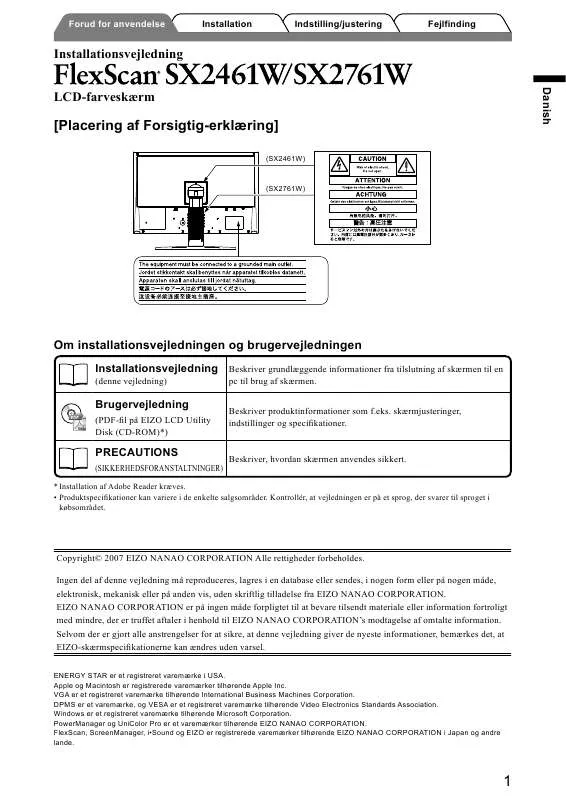 Mode d'emploi EIZO FLEXSCAN SX2461W