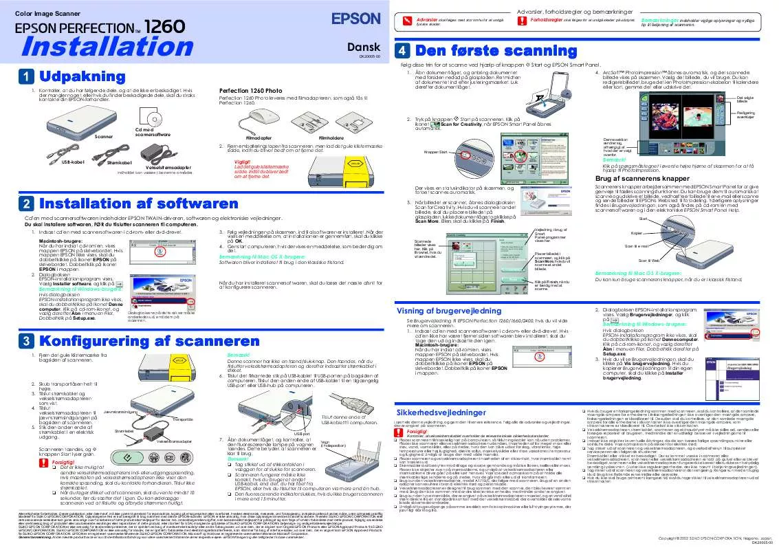 Mode d'emploi EPSON PERFECTION 1260