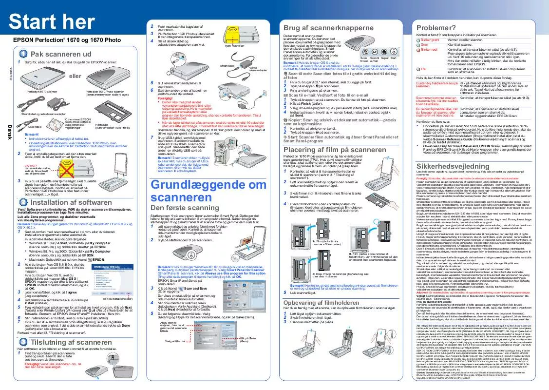 Mode d'emploi EPSON PERFECTION 1670