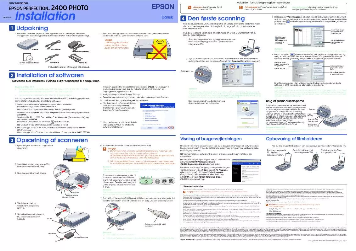 Mode d'emploi EPSON PERFECTION 2400