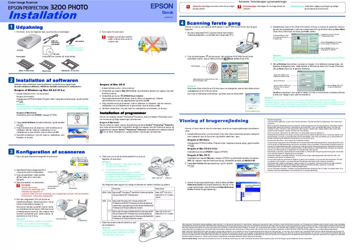 Mode d'emploi EPSON PERFECTION 3200