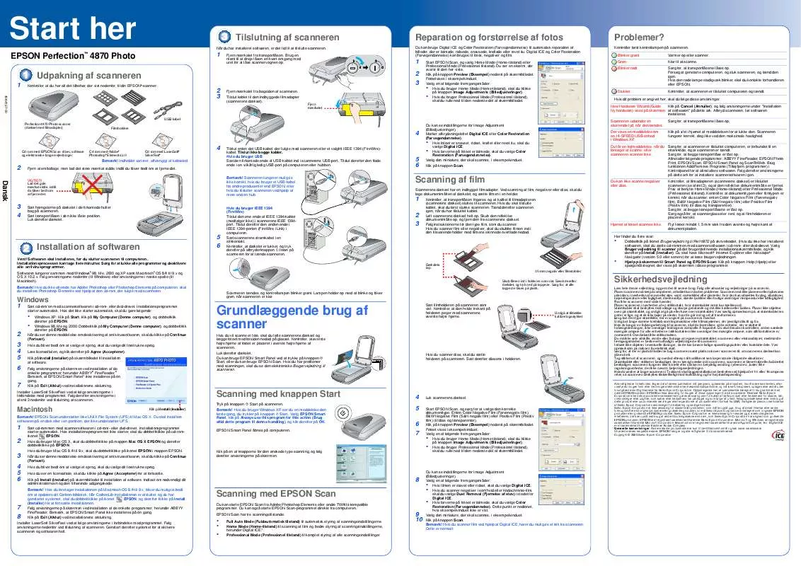 Mode d'emploi EPSON PERFECTION 4870