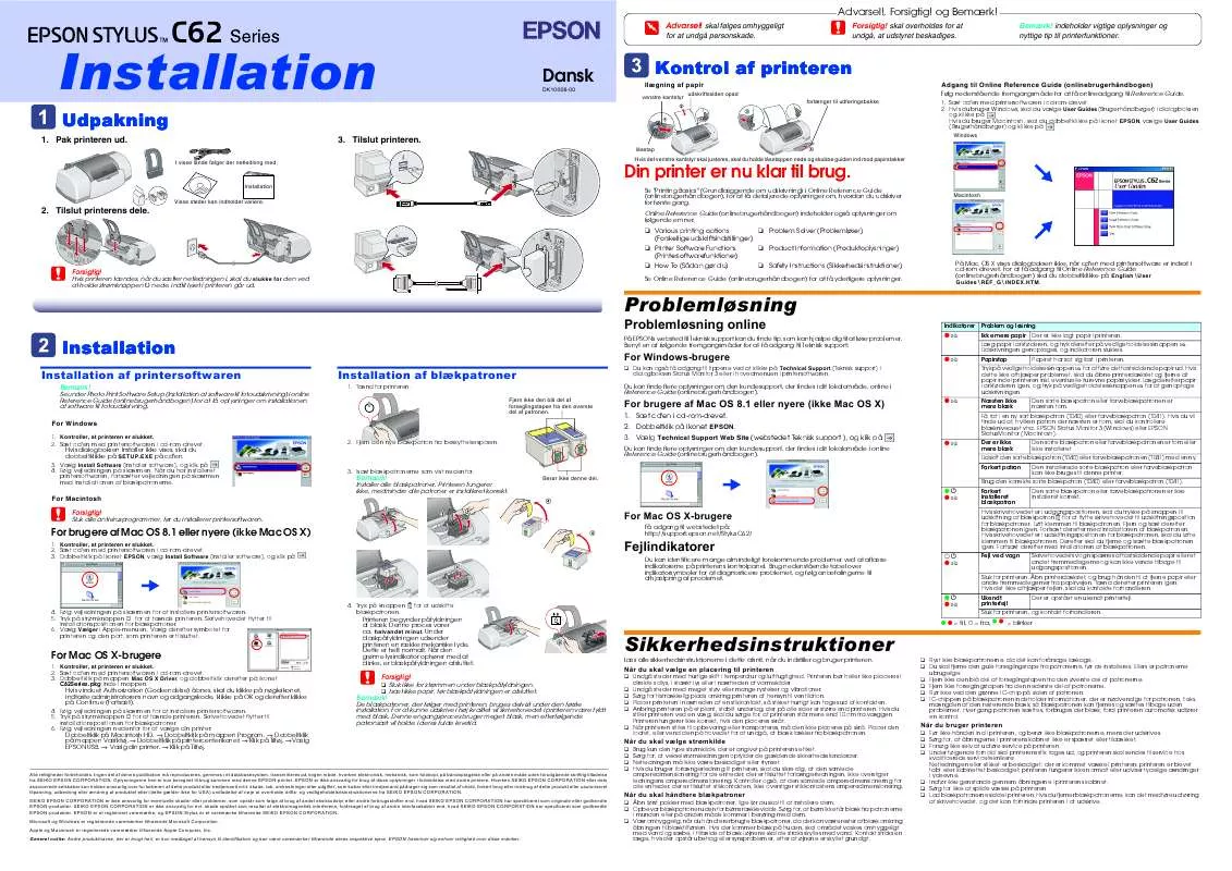 Mode d'emploi EPSON STYLUS C62