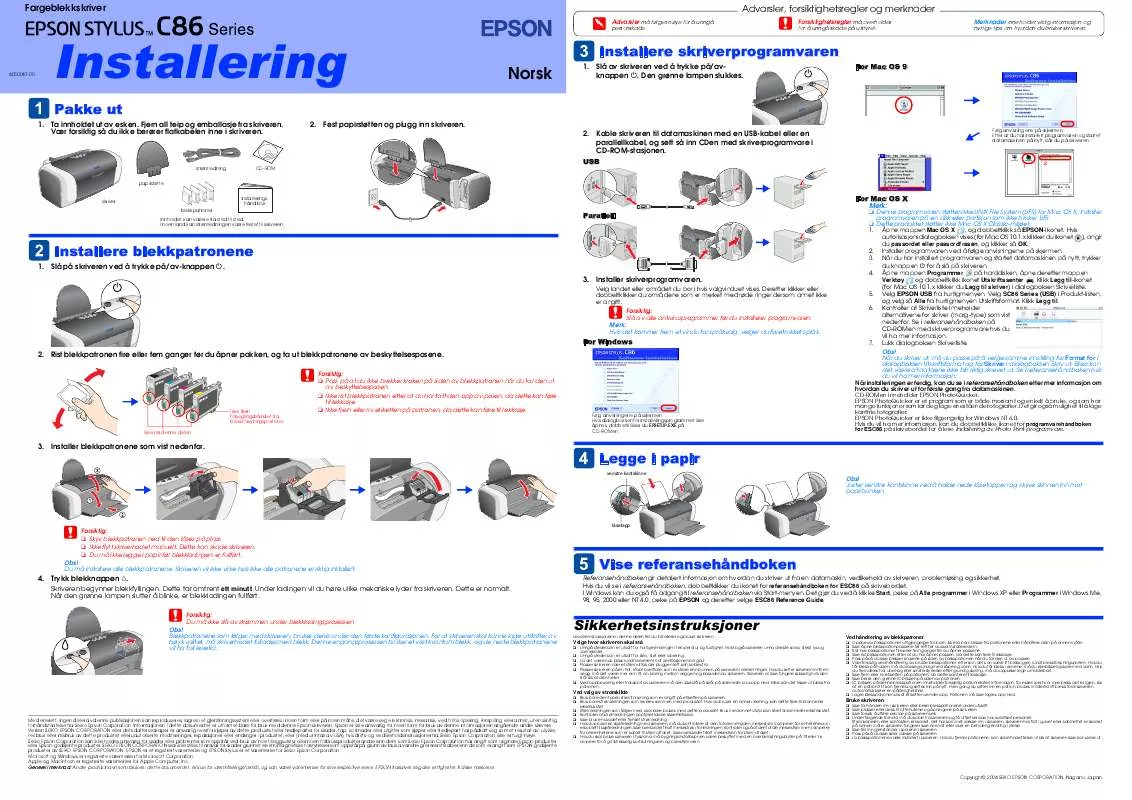 Mode d'emploi EPSON STYLUS C86