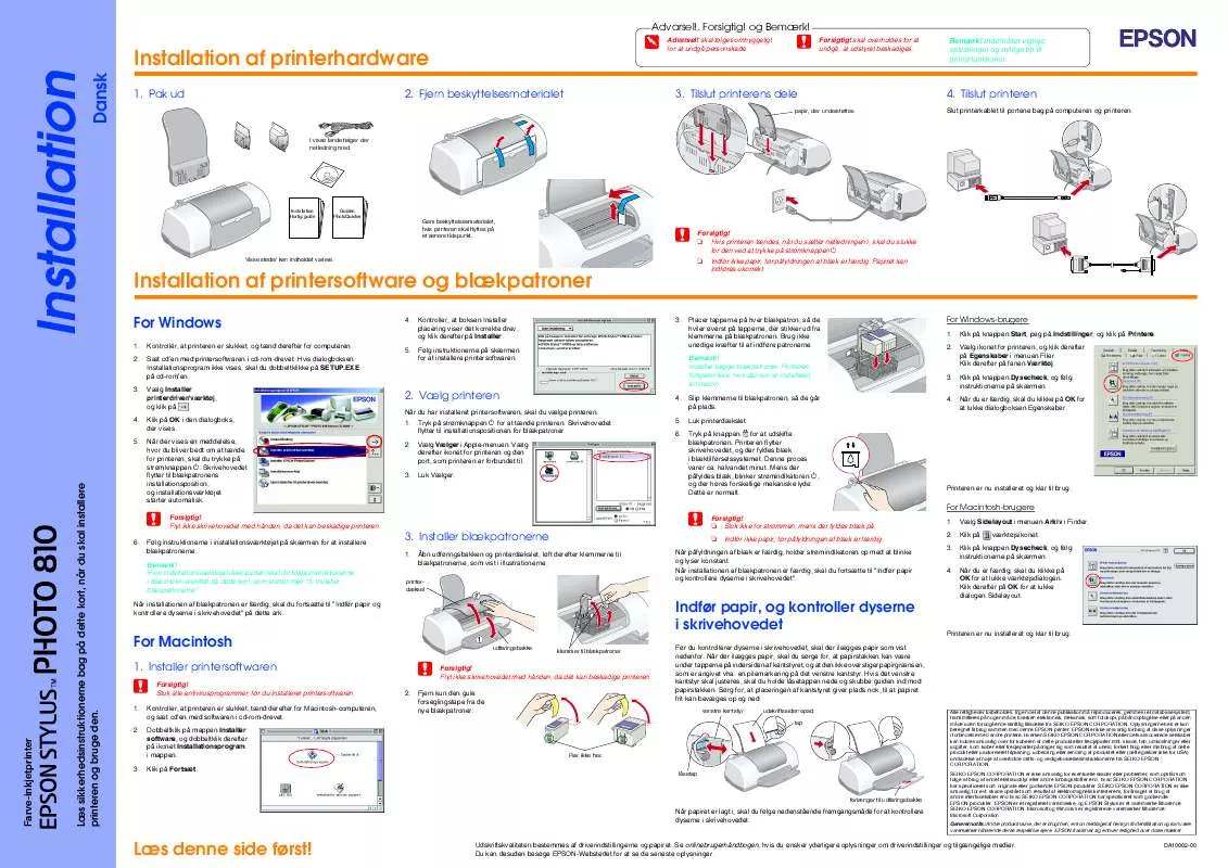 Mode d'emploi EPSON STYLUS PHOTO 810