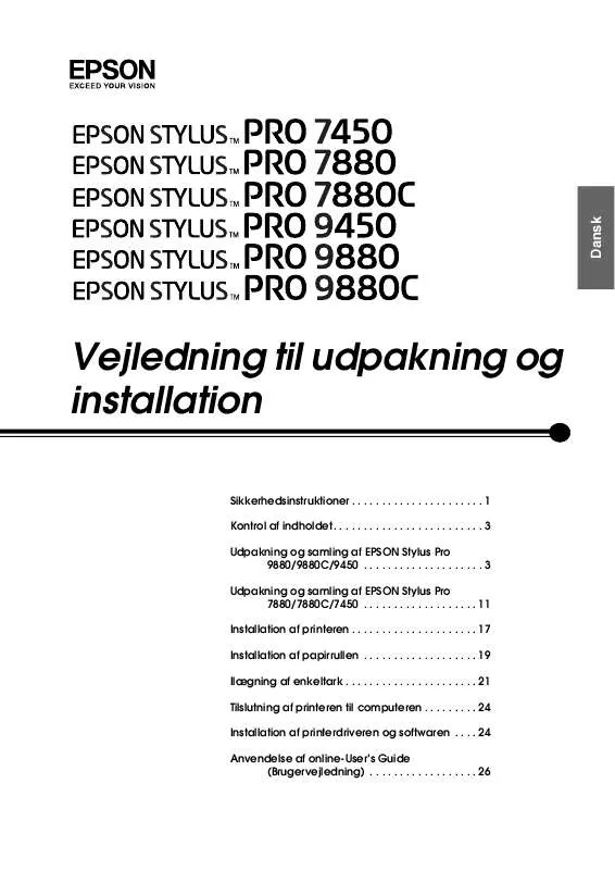 Mode d'emploi EPSON STYLUS PRO 7450