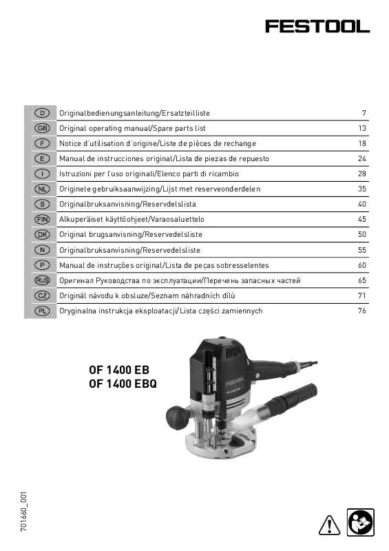 Mode d'emploi FESTOOL 0F 1400 EBQ