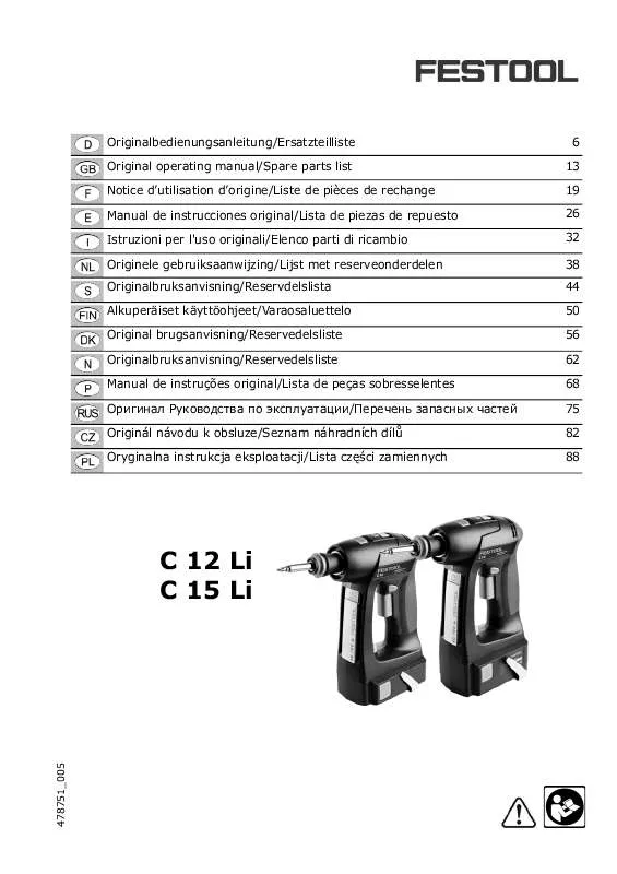 Mode d'emploi FESTOOL C 15 LI