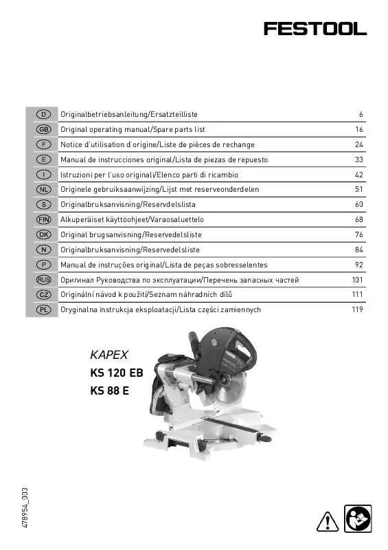 Mode d'emploi FESTOOL KS 88 E