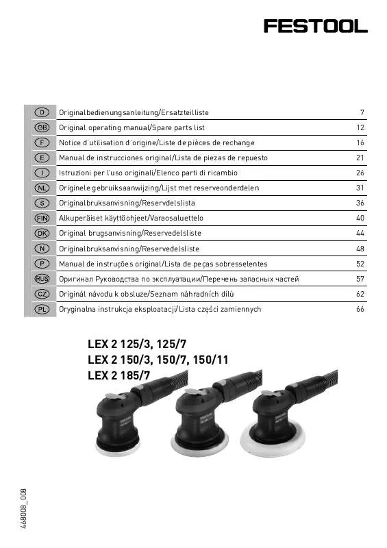 Mode d'emploi FESTOOL LEX 2 150-11