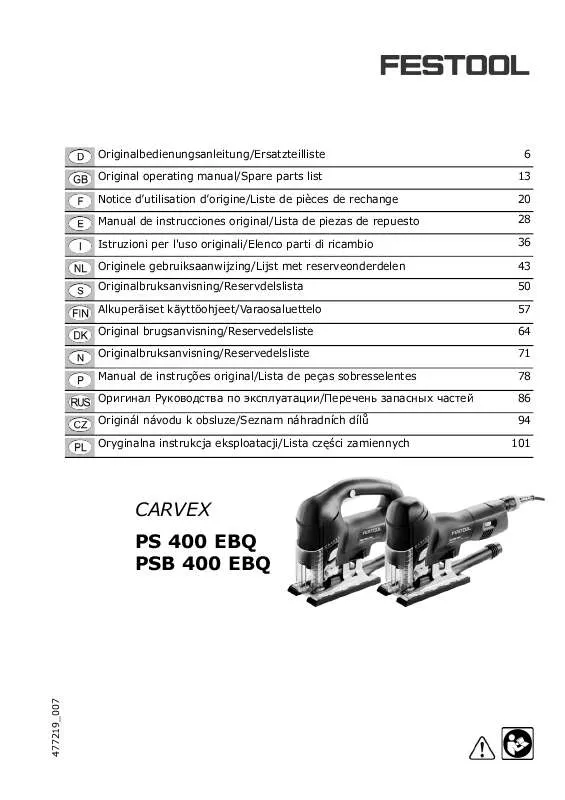 Mode d'emploi FESTOOL PSB 400 EBQ