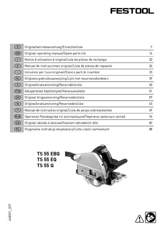 Mode d'emploi FESTOOL TS 55 Q