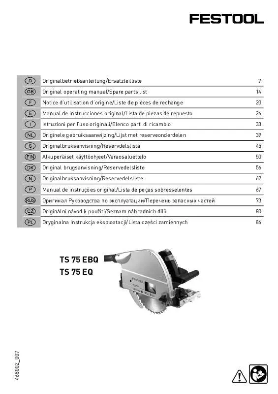 Mode d'emploi FESTOOL TS 75 EBQ