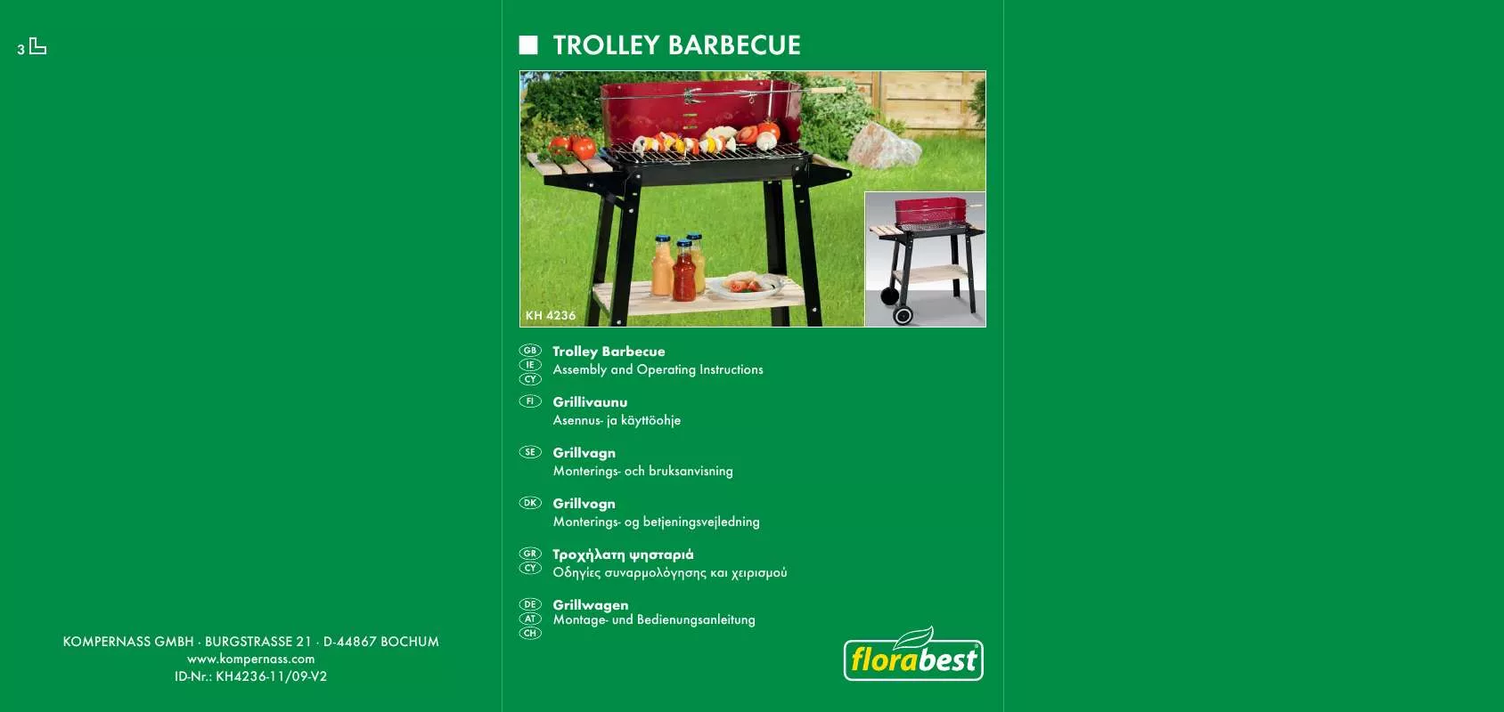 Mode d'emploi FLORABEST KH 4236 TROLLEY BARBECUE