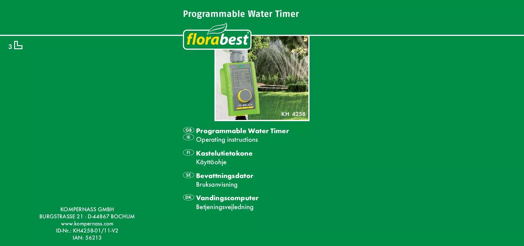 Mode d'emploi FLORABEST KH 4258 PROGRAMMABLE WATER TIMER