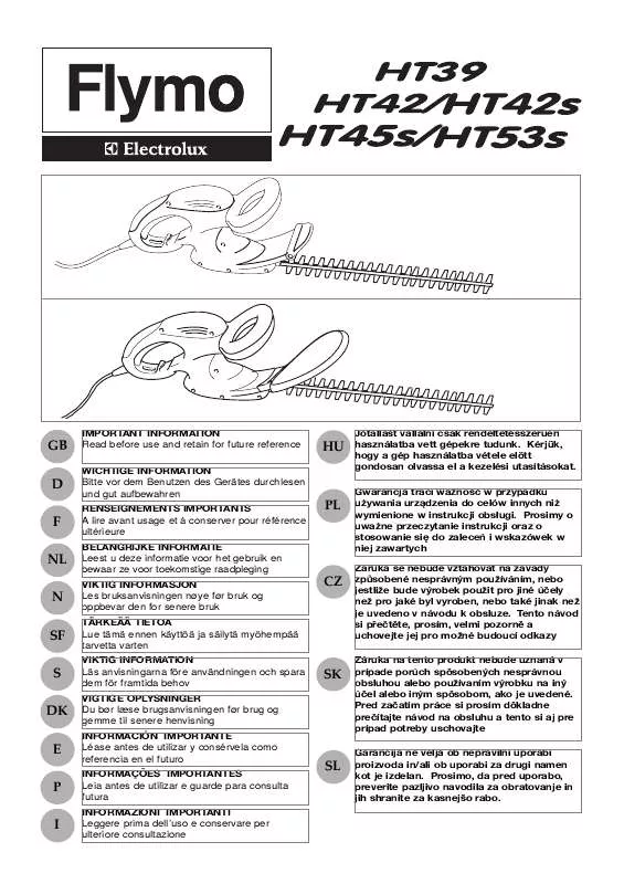 Mode d'emploi FLYMO HT42S