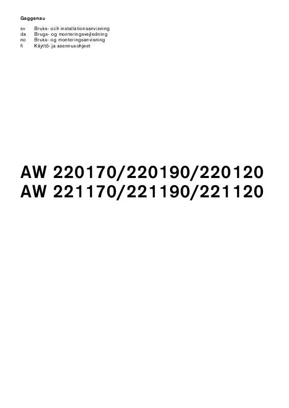 Mode d'emploi GAGGENAU AW221170