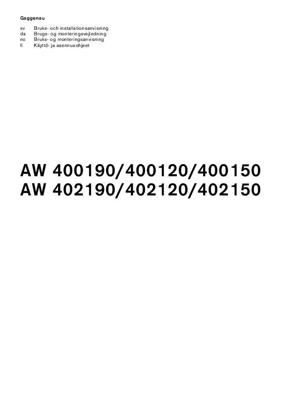 Mode d'emploi GAGGENAU AW402190