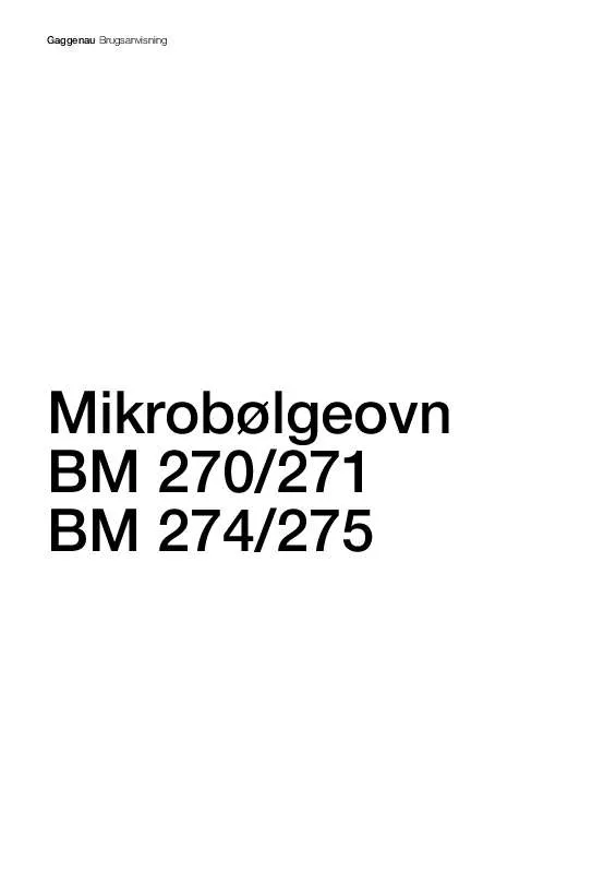 Mode d'emploi GAGGENAU BM271100