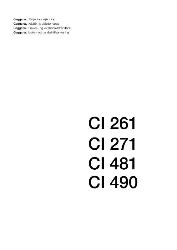 Mode d'emploi GAGGENAU CI490112