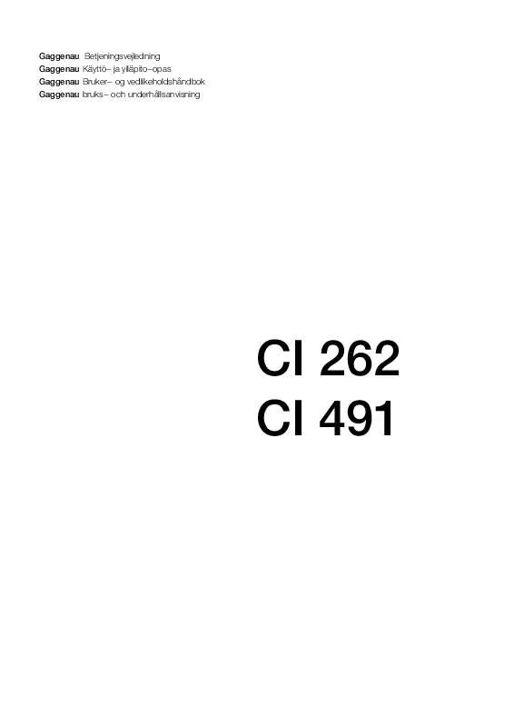 Mode d'emploi GAGGENAU CI491102