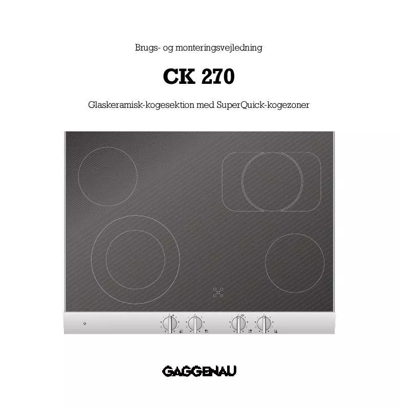 Mode d'emploi GAGGENAU CK270204