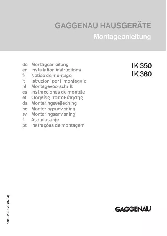 Mode d'emploi GAGGENAU IK352250