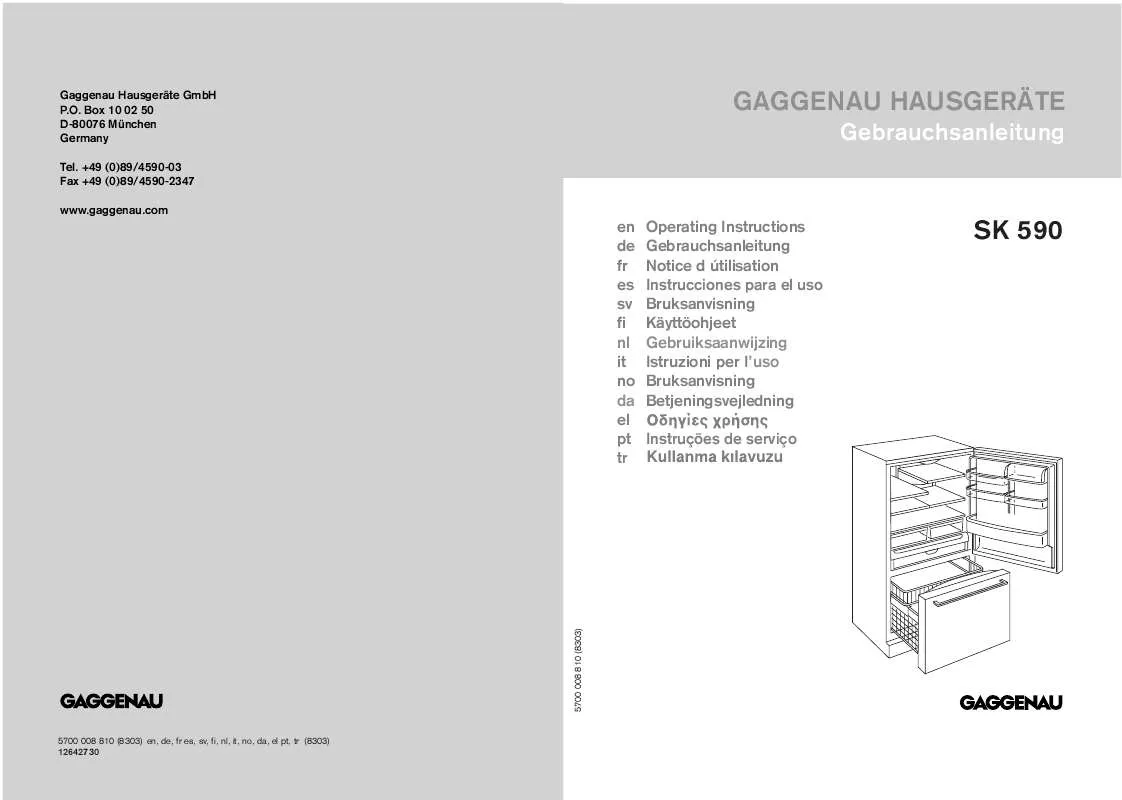 Mode d'emploi GAGGENAU SK590264