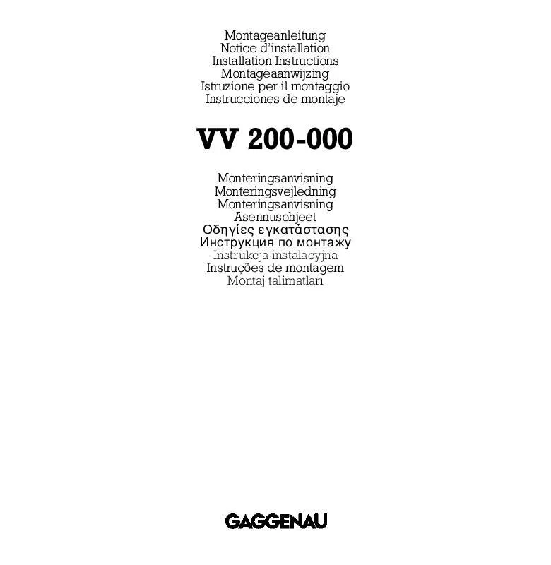 Mode d'emploi GAGGENAU VV200000