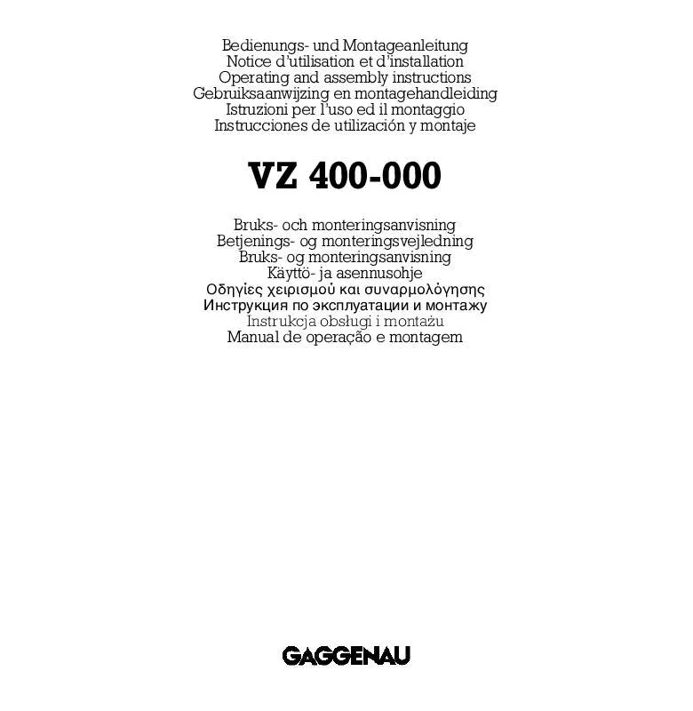 Mode d'emploi GAGGENAU VZ400000