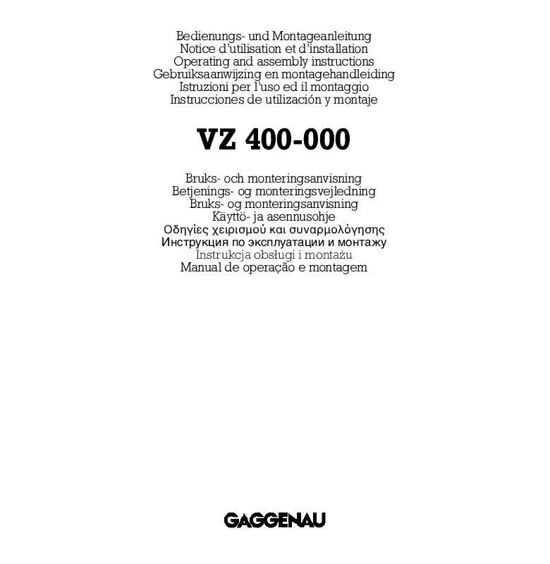 Mode d'emploi GAGGENAU VZ400700