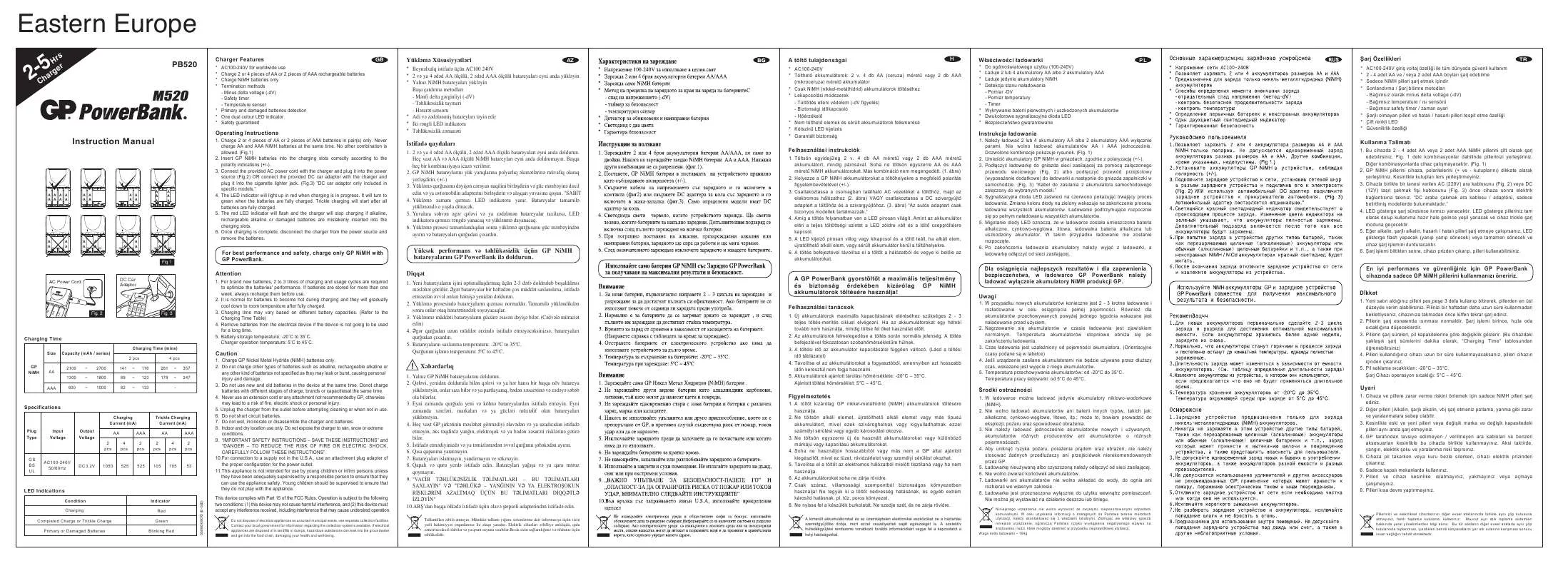 Mode d'emploi GP BATTERIES M520