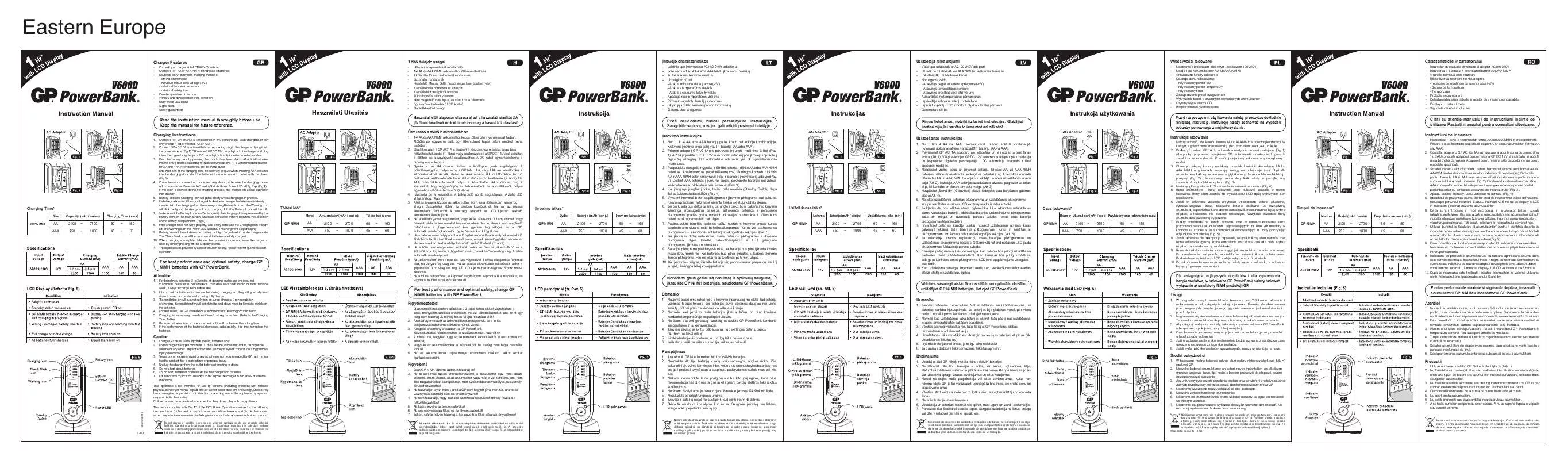 Mode d'emploi GP BATTERIES V600D