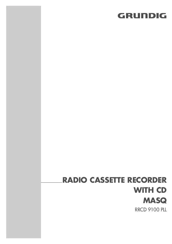 Mode d'emploi GRUNDIG MASQ RRCD 9100 PLL