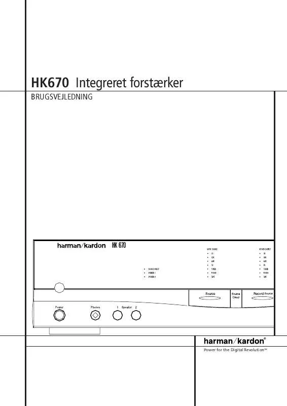 Mode d'emploi HARMAN KARDON HK 670