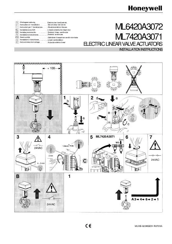 Mode d'emploi HONEYWELL ML7420A3071