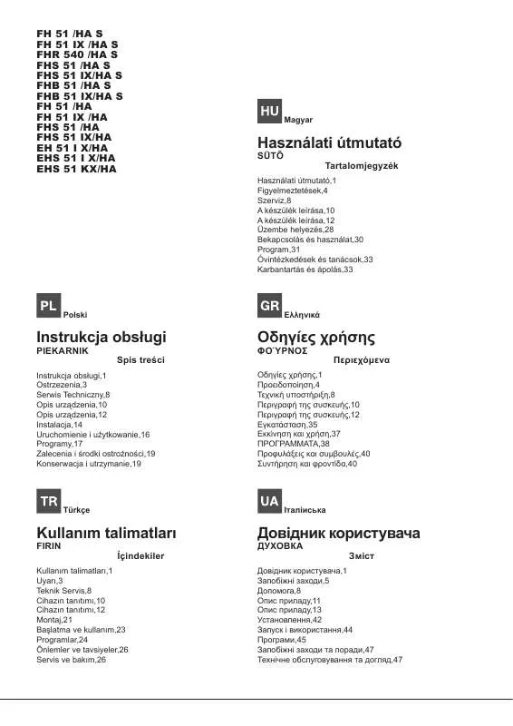 Mode d'emploi HOTPOINT EH 51 I X/HA