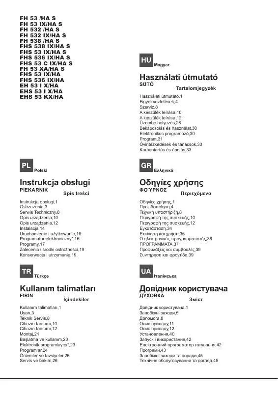 Mode d'emploi HOTPOINT EH 53 I X/HA