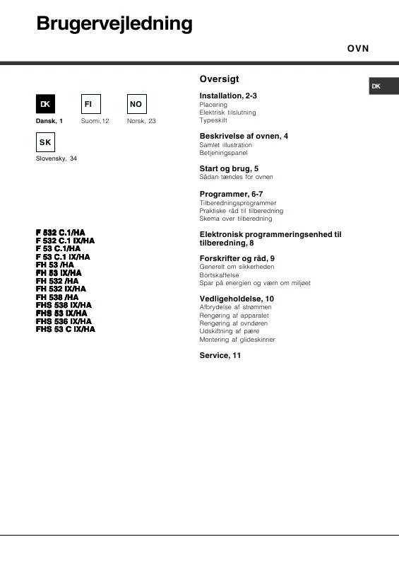 Mode d'emploi HOTPOINT FH 53 IX/HA