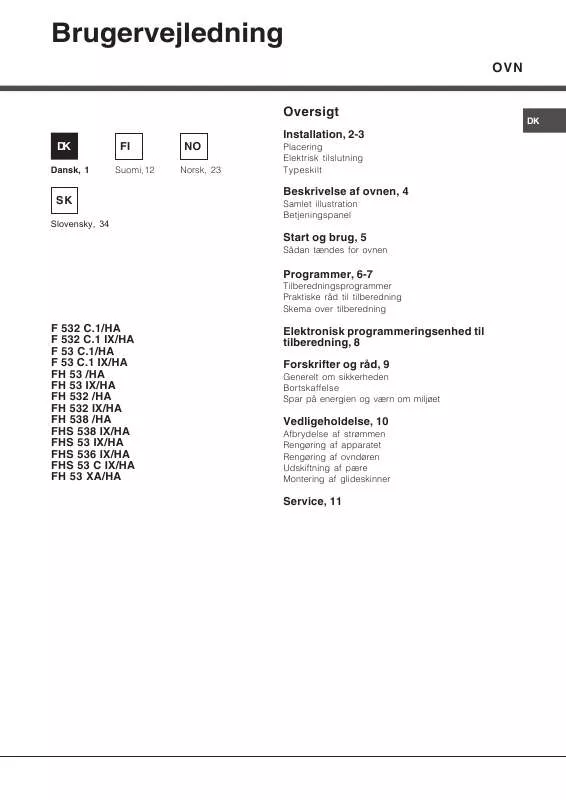 Mode d'emploi HOTPOINT FH 53