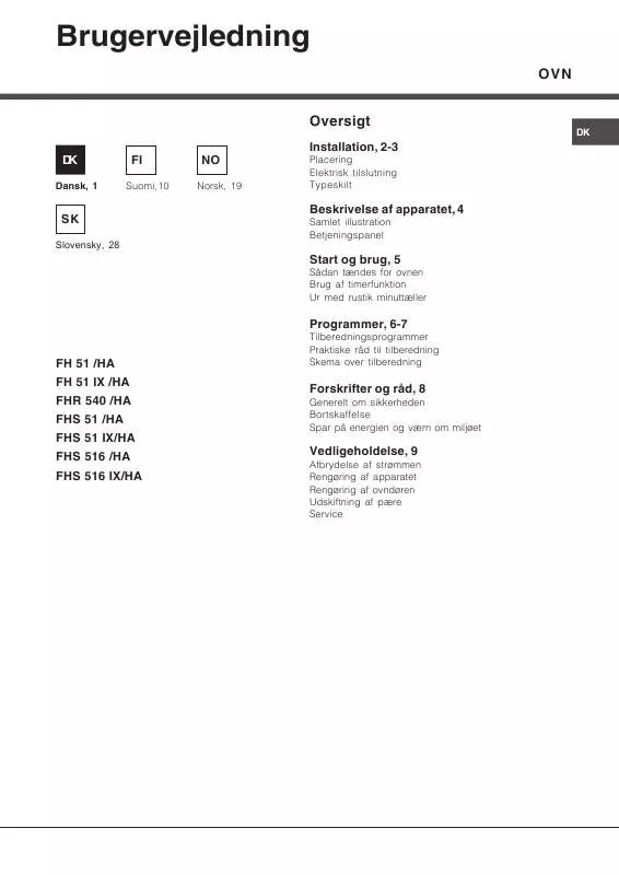 Mode d'emploi HOTPOINT FHS 516 IX/HA