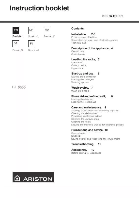 Mode d'emploi HOTPOINT LL 6066 SK