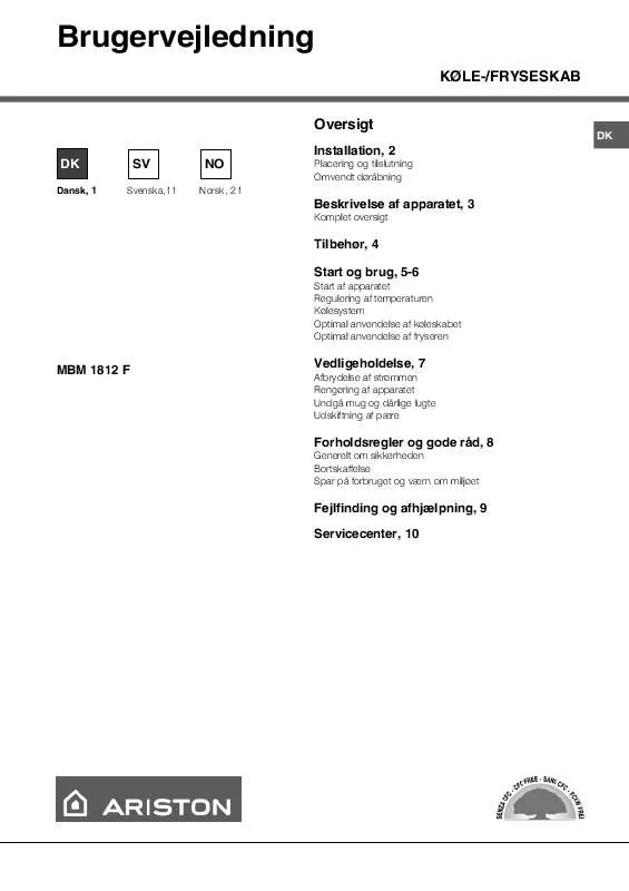 Mode d'emploi HOTPOINT MBM 1812 F