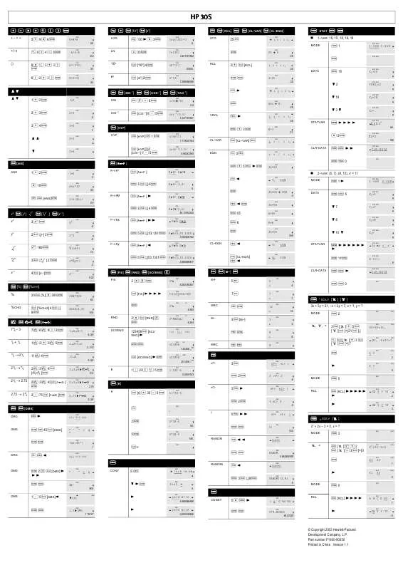 Mode d'emploi HP 30S SCIENTIFIC CALCULATOR