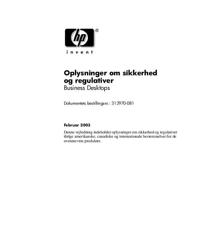 Mode d'emploi HP D325 SLIM TOWER DESKTOP PC